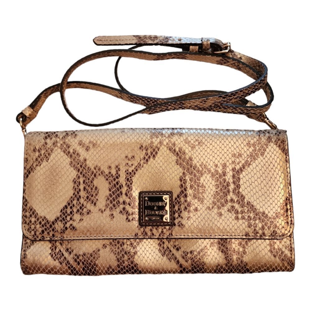 Authentic Dooney and Bourke Snake Skin Print Leather Crossbody Bag Purse